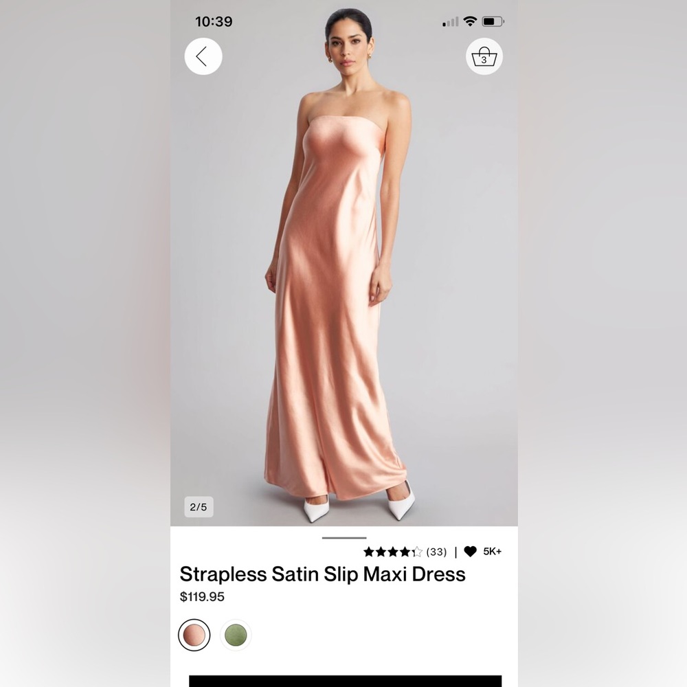 Strappless satin maxi dress by dynamite